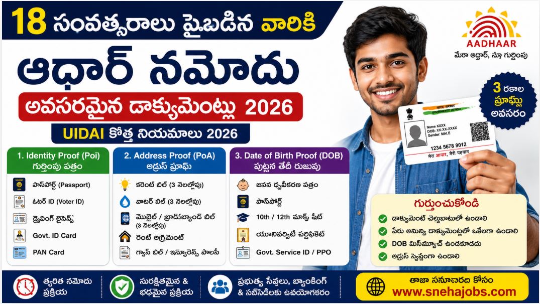 Uidai Form 18 18 సంవత్సరాలు పైబడిన వారికి ఆధార్ నమోదు డాక్యుమెంట్లు 2026 | UIDAI ...